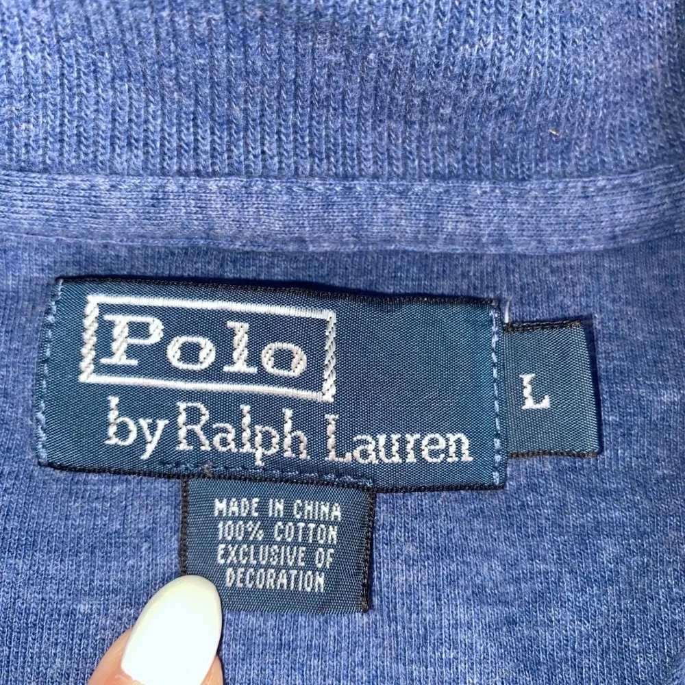 Polo Ralph Lauren Quarter Zip Sweater Mens Large Blue Cotton Pullover Pony Logo